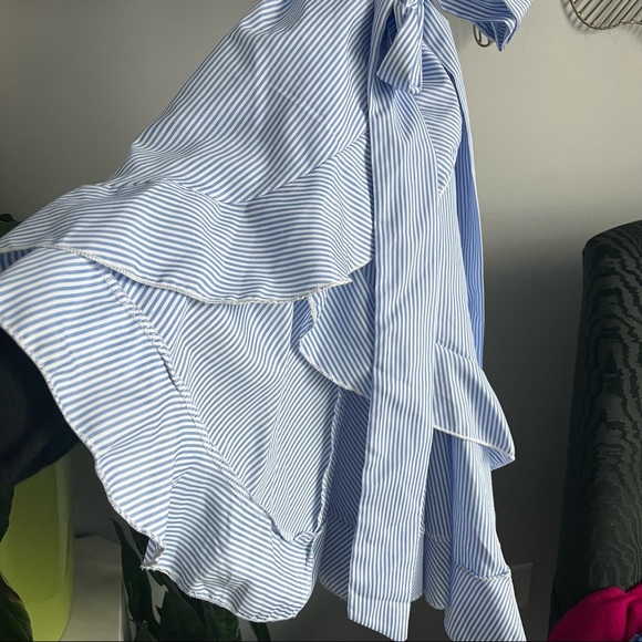 Stunning blue and white striped high low summer dress beach dress yacht dress - Picture 10 of 11